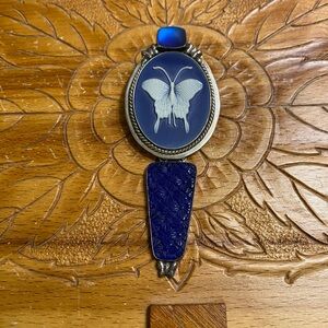 AKR designer glass and butterfly cameo in Sterling pendant/brooch